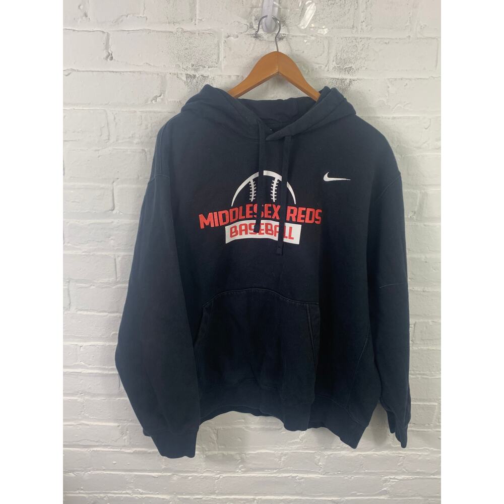 Nike Women's Middlesex Red Baseball Pullover Hoodie Long Sleeves Black Size XXL